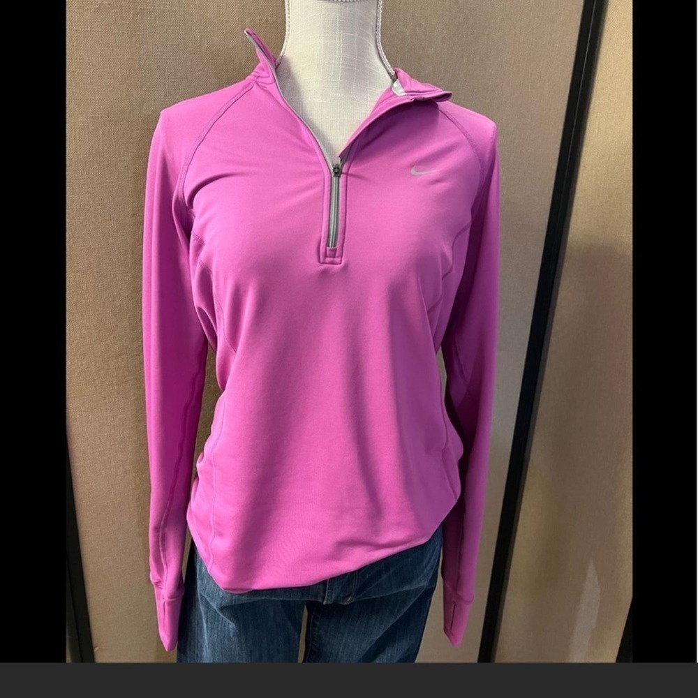 Nike 1/4 Zip Pullover Shirt Pink & Gray Size Medium